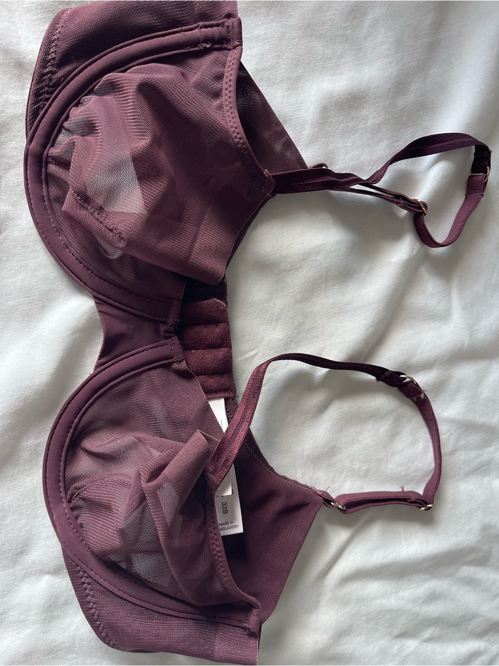 Auden Sheer Unlined Underwire Bra - Plum